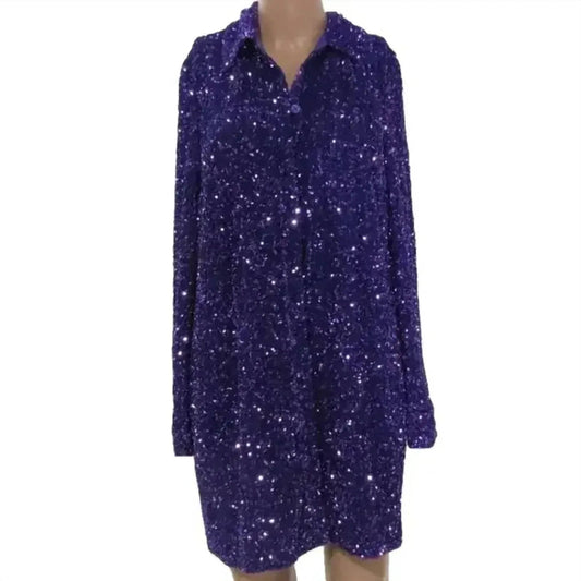 Women's Sequin Mini Belted Dress