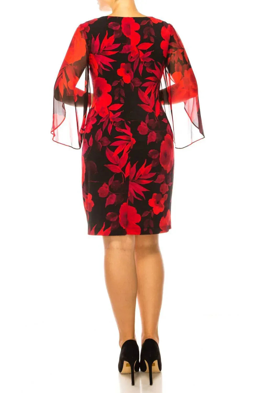 Floral Split-sleeve Sheath Dress