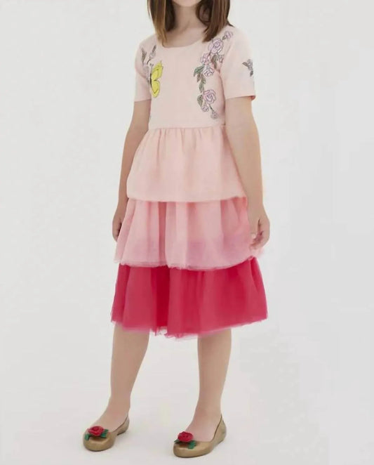 Butterfly Embroidered Layered Dress