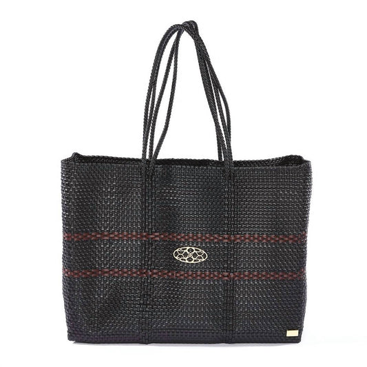 Women's Travel Woven Line Tote Bag With Clutch