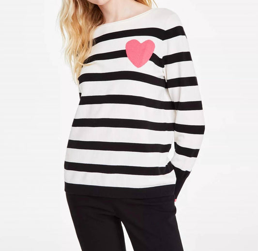 Gestreifter Herz-U-Boot-Pullover