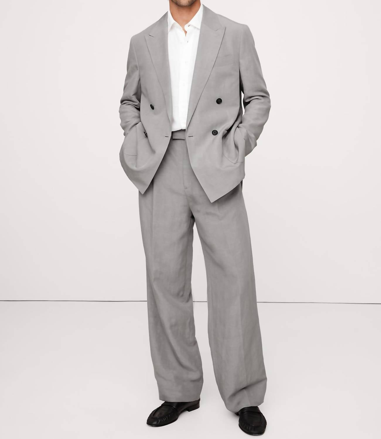 Relaxed Tencel-linen Double-breasted Suit Jacket