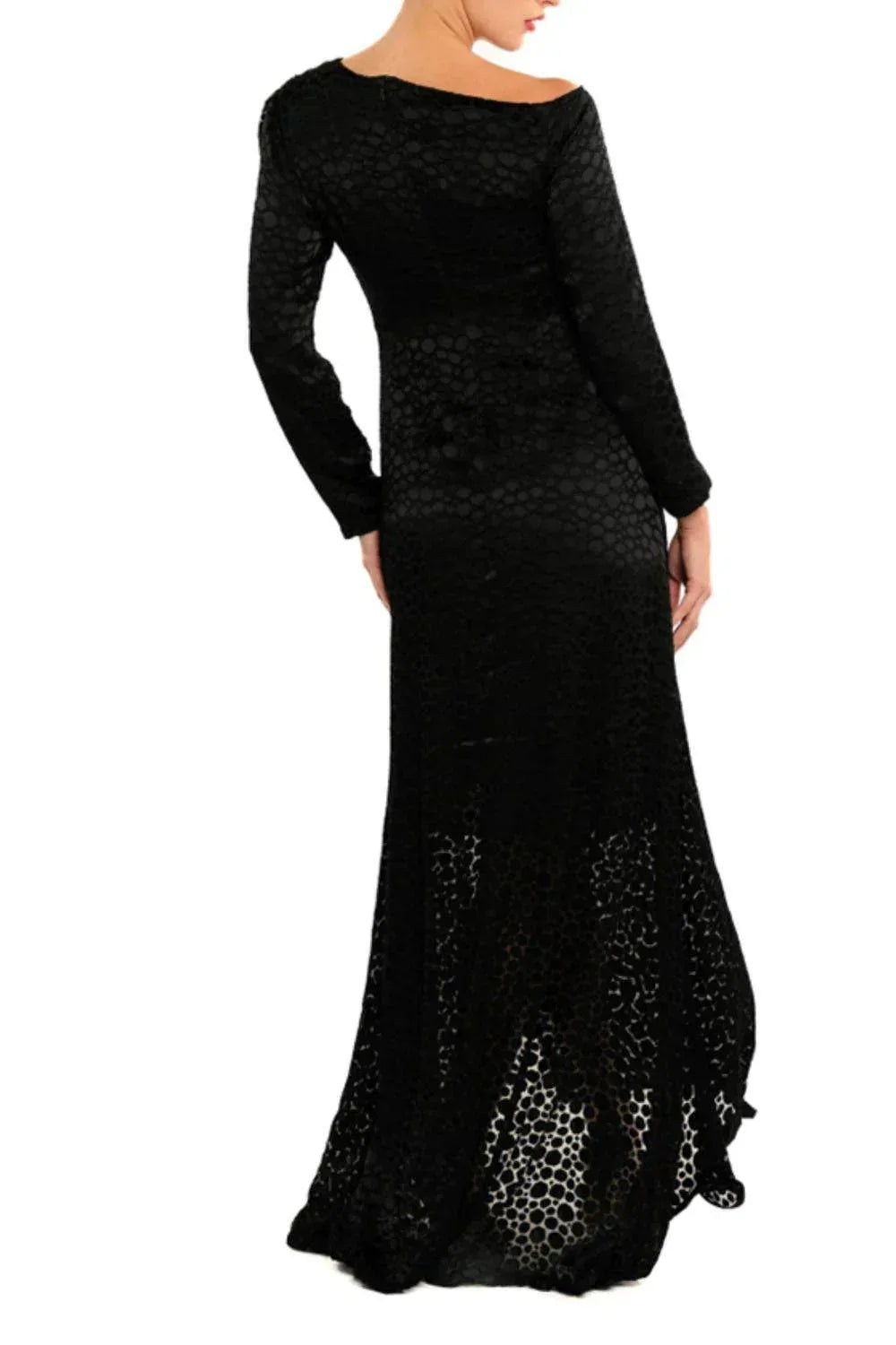 Asymmetrical Shoulder Evening Maxi Dress