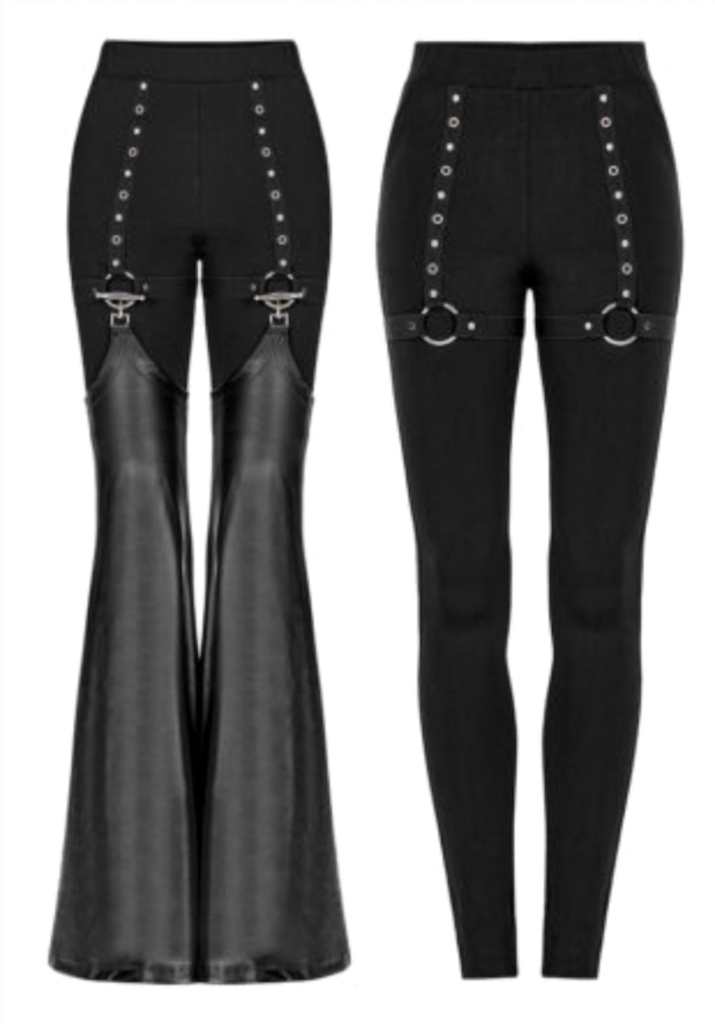 Punk Leggings mit abnehmbaren Gamaschen aus PU-Leder