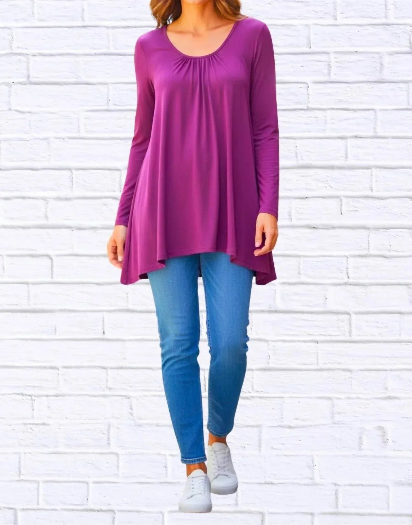 Sibella Pleated Front Long Sleeve Blouse