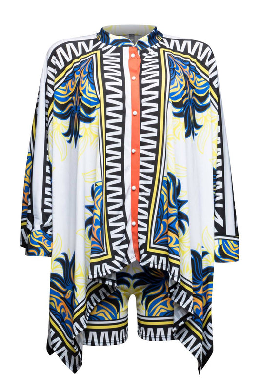 Women's Button Down Kimono Top & Shorts Set