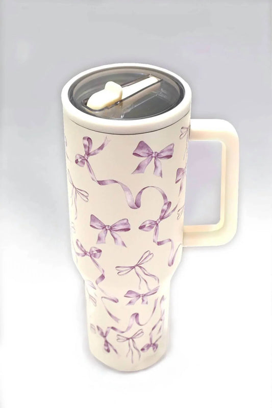 40 Oz Coquette Bow Insulated Stainless Steel Tumbler With Handle