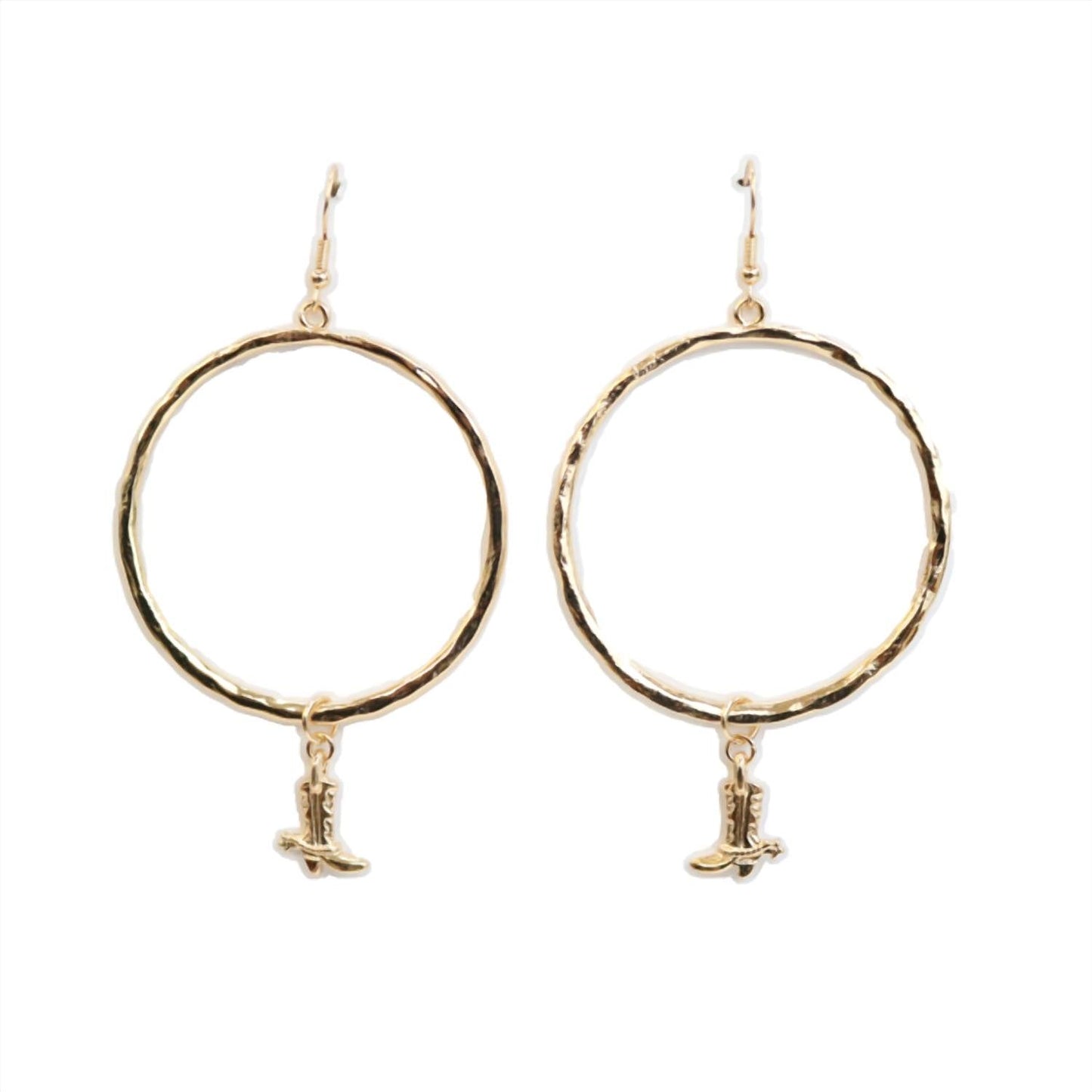 Women's Cowboy Boot Dangle Hoop Earrings