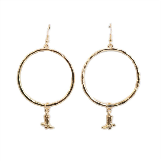 Women's Cowboy Boot Dangle Hoop Earrings