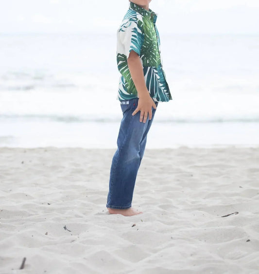 Boys Monstera Short Sleeve "kalani" Aloha Shirt