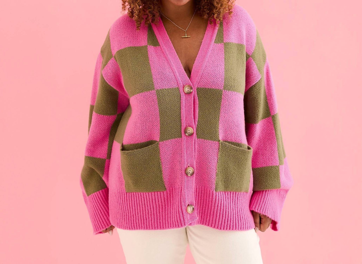 Candice Karierte Strickjacke