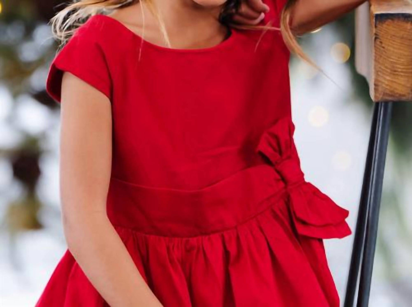 Bio-Partykleid mit Kappärmeln und Schleifengürtel für Kinder