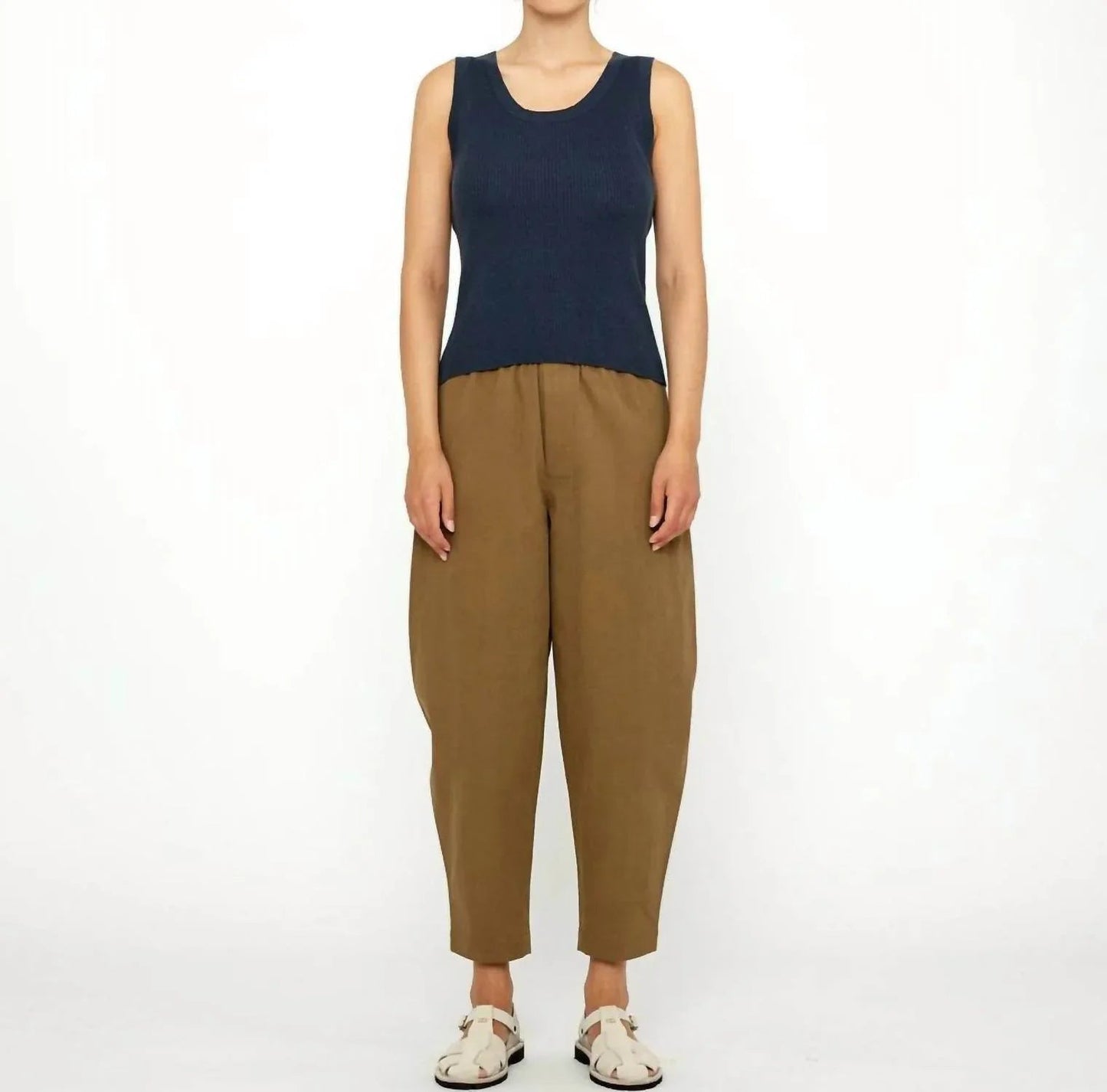 Linen Scoop Neck Knit Tank Top