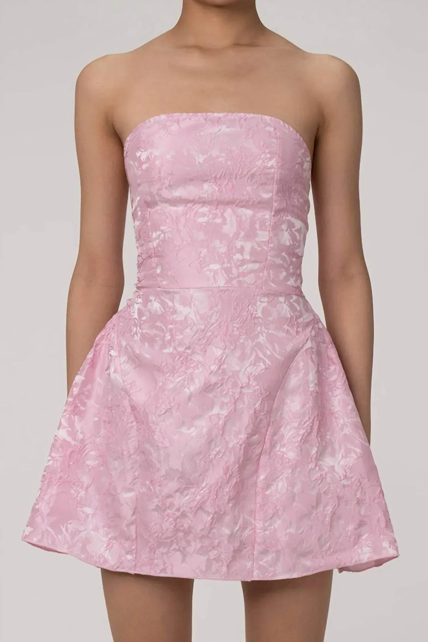 Floral Jacquard Strapless Mini Dress