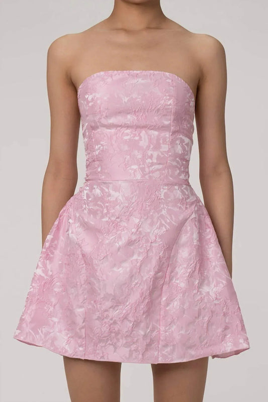 Floral Jacquard Strapless Mini Dress