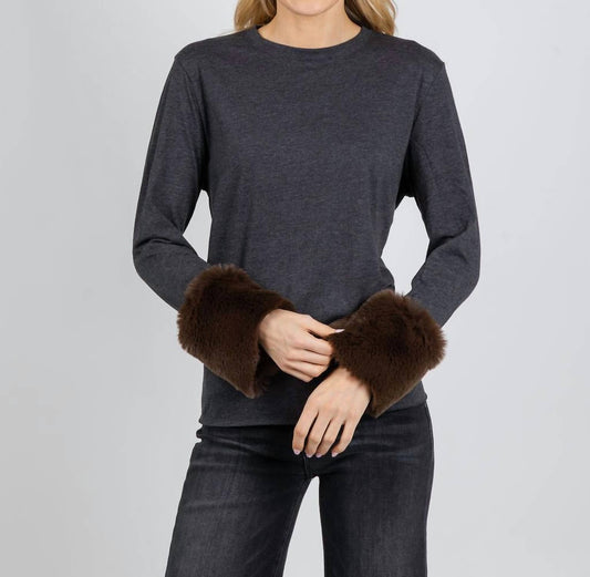 Crew Neck Long Sleeve Sweater With Fur