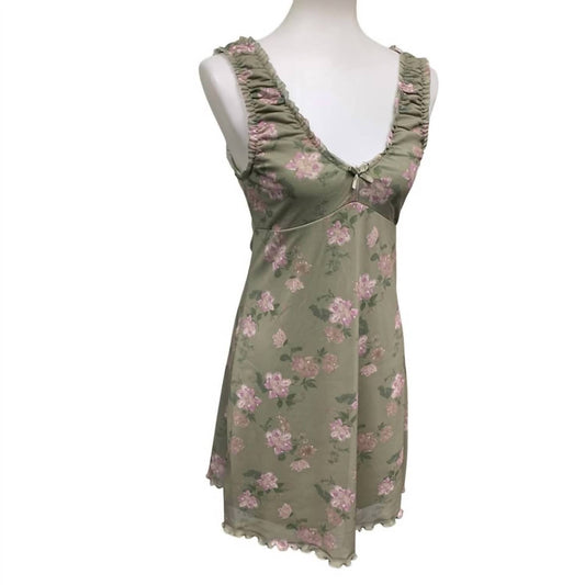 Juniors Cottage Core Floral Tiefes V-Ausschnitt Fit-Flare-Kleid