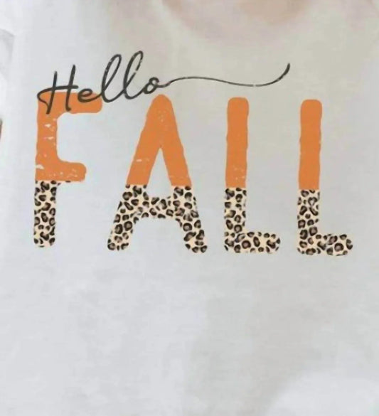 Mädchen Leopard Hello Fall T-Shirt