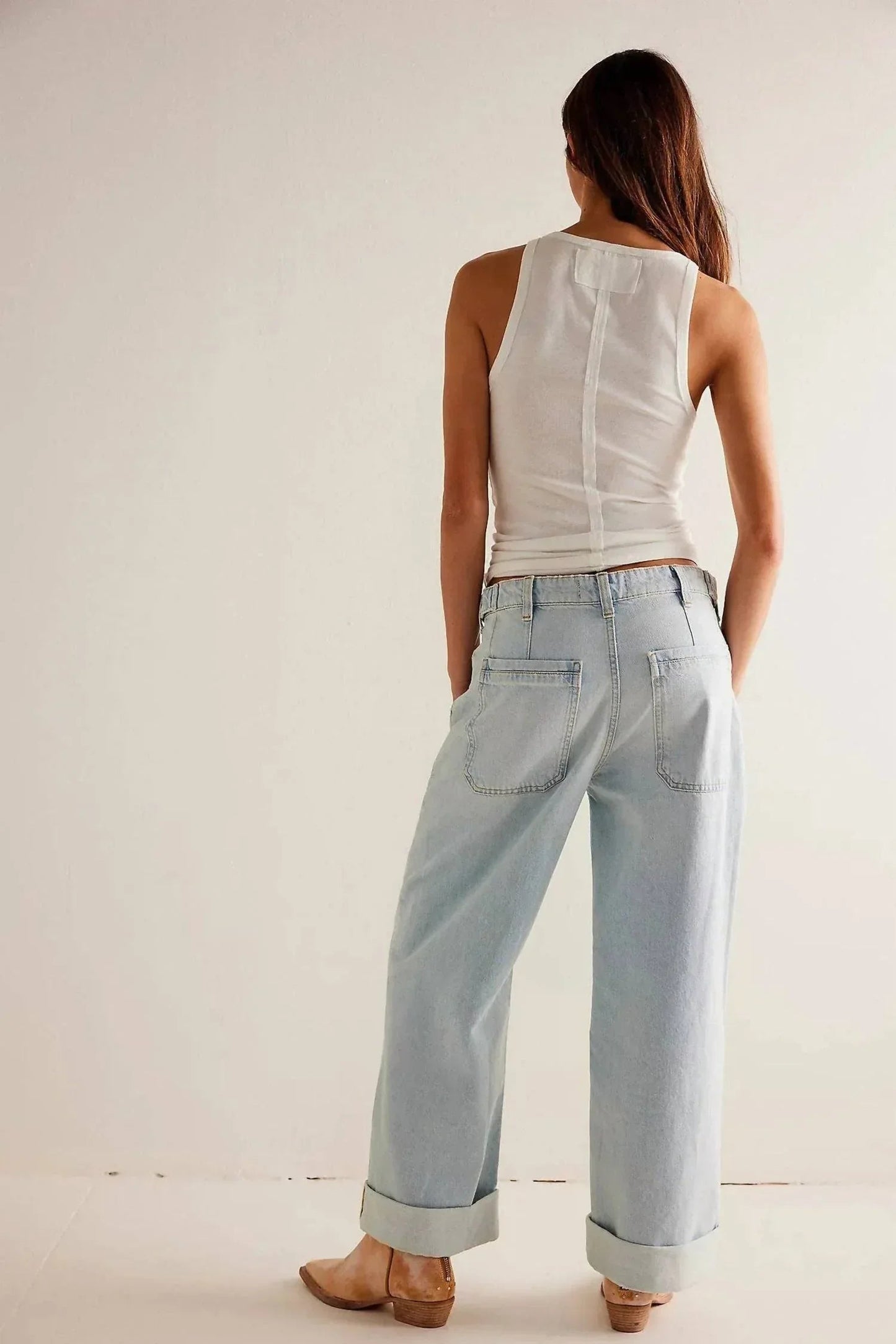 Damen Washed Straight Leg Jeans