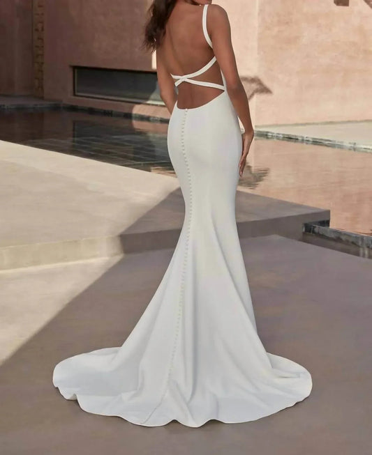 Square Neck Wedding Gown