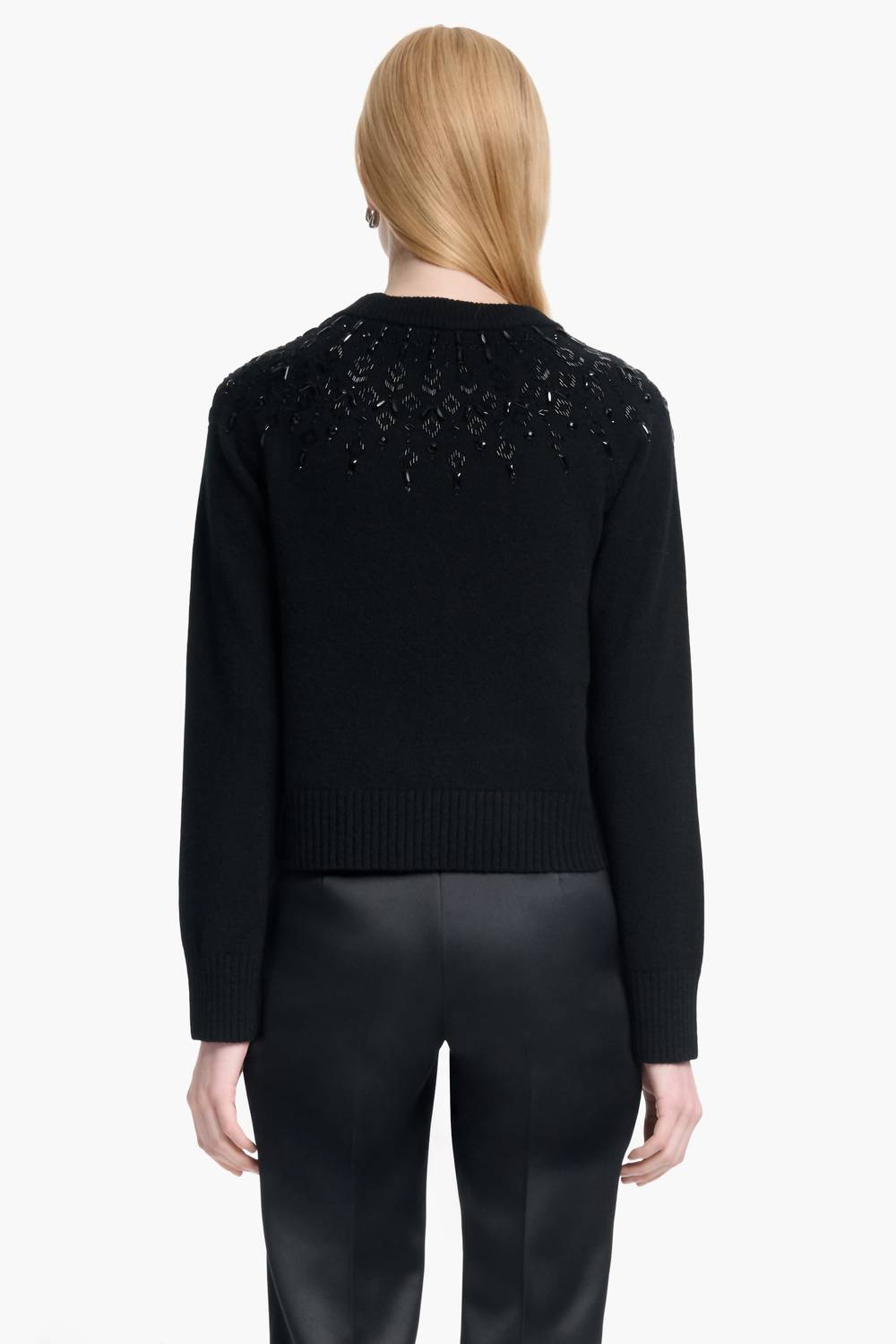 Harold Wollpullover mit Perlenbesatz am Ausschnitt