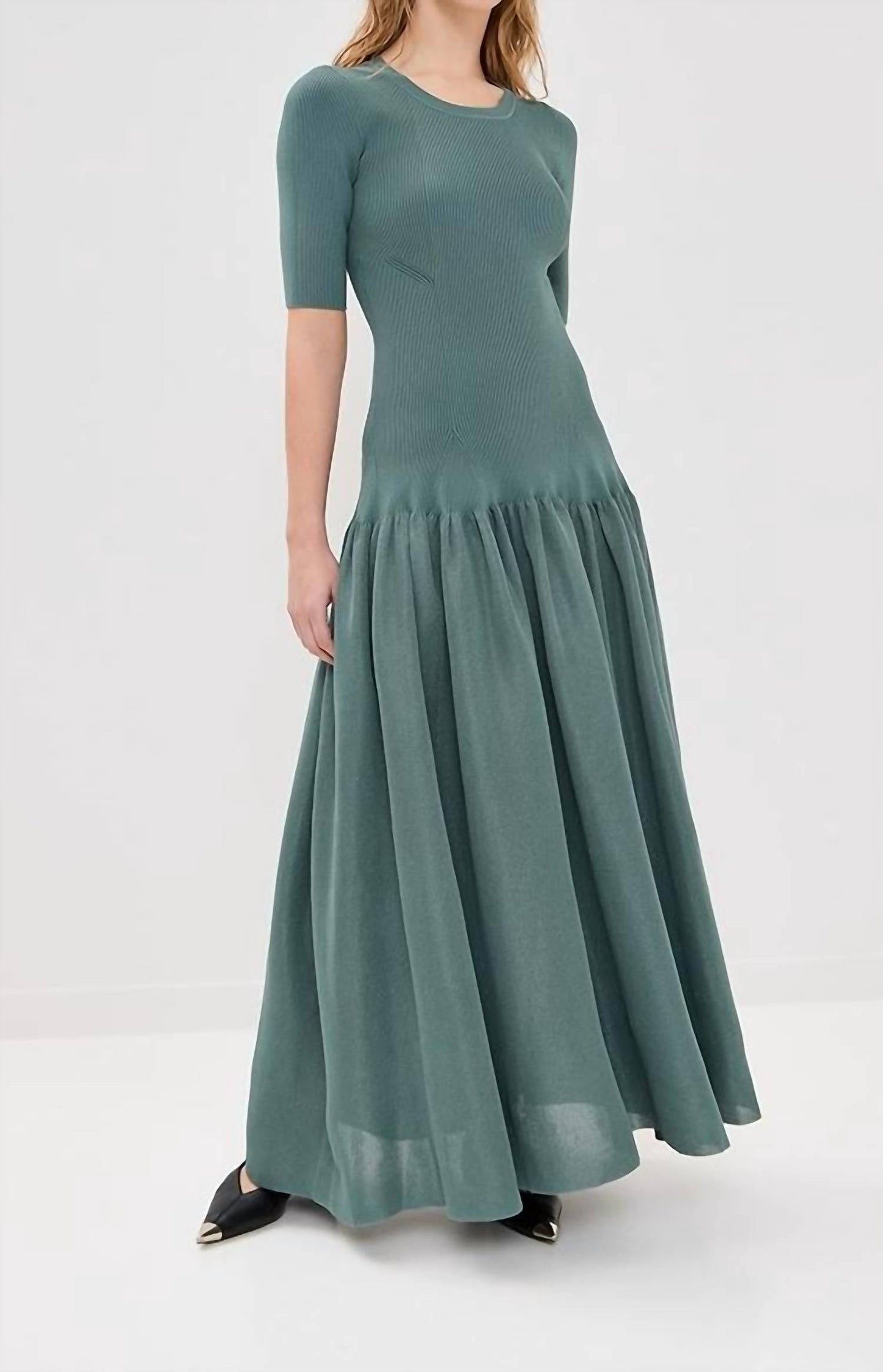 Maisie Gathered Stretch Knit Maxi Dress