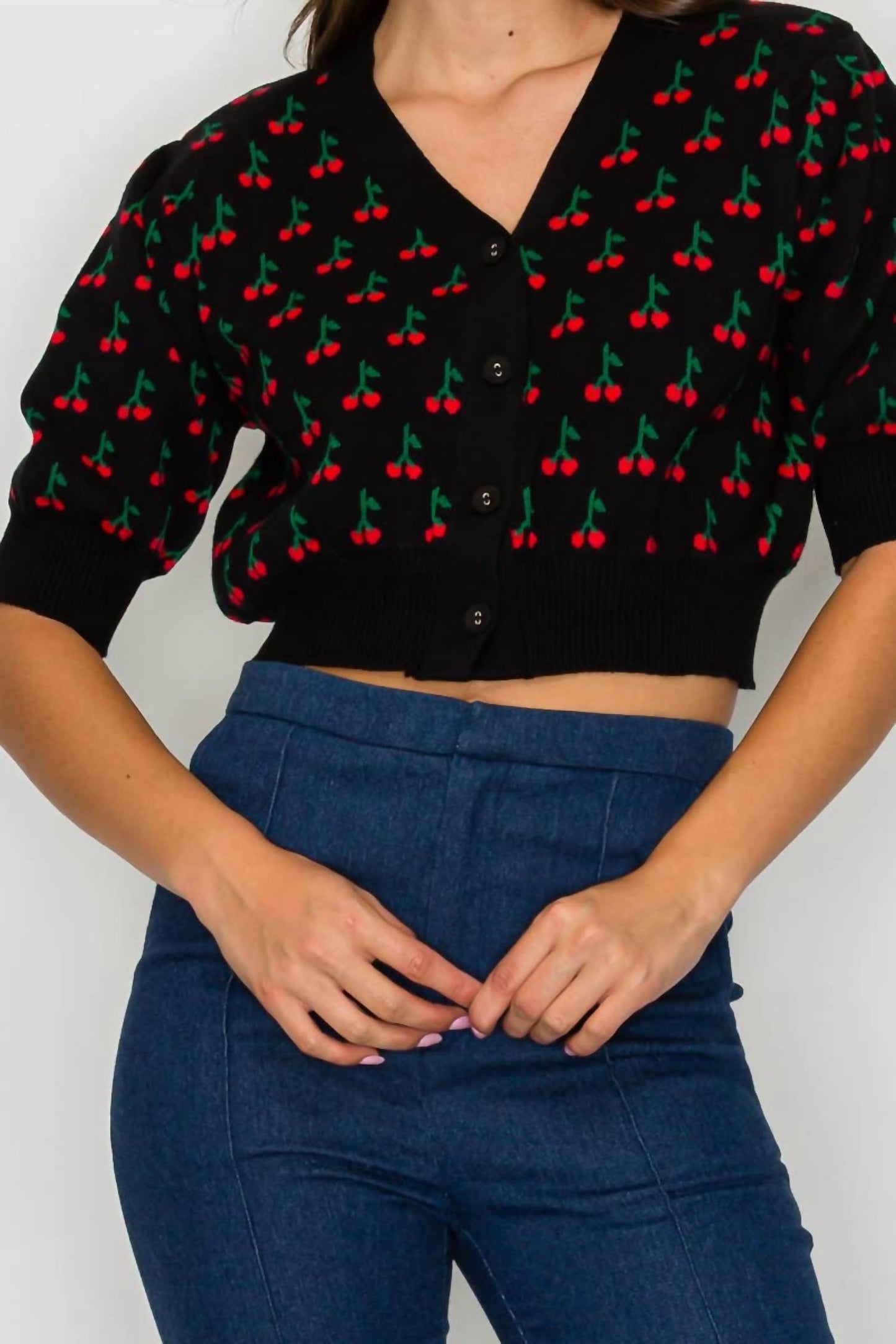 Süßer Kirsch-Crop-Pullover