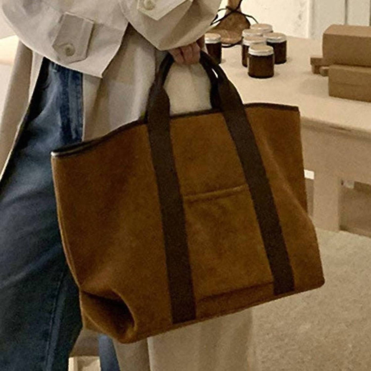 Damen Slouchy Tote Große Tasche