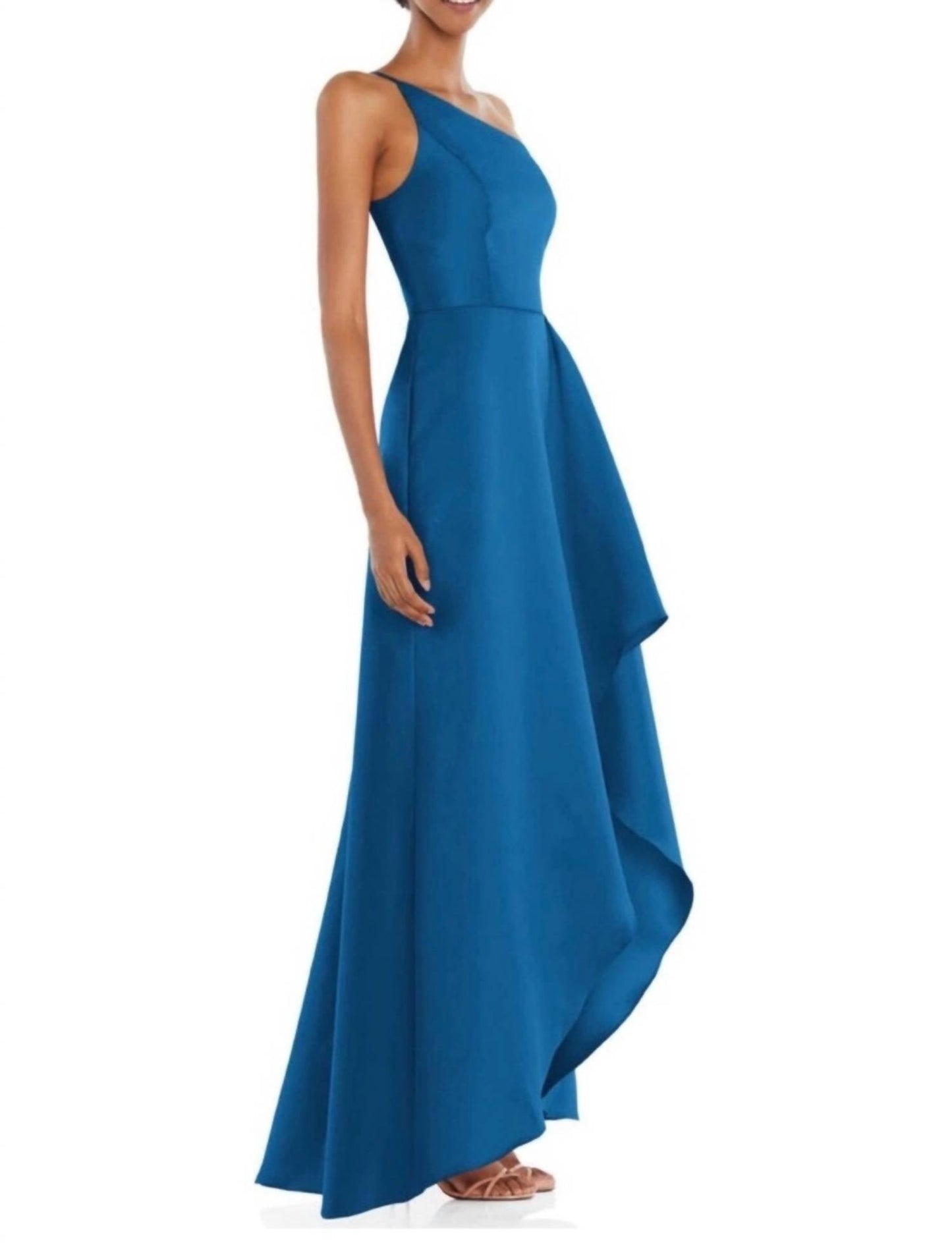 Asymmetrische Twill-Robe mit hohem und tiefem Saum