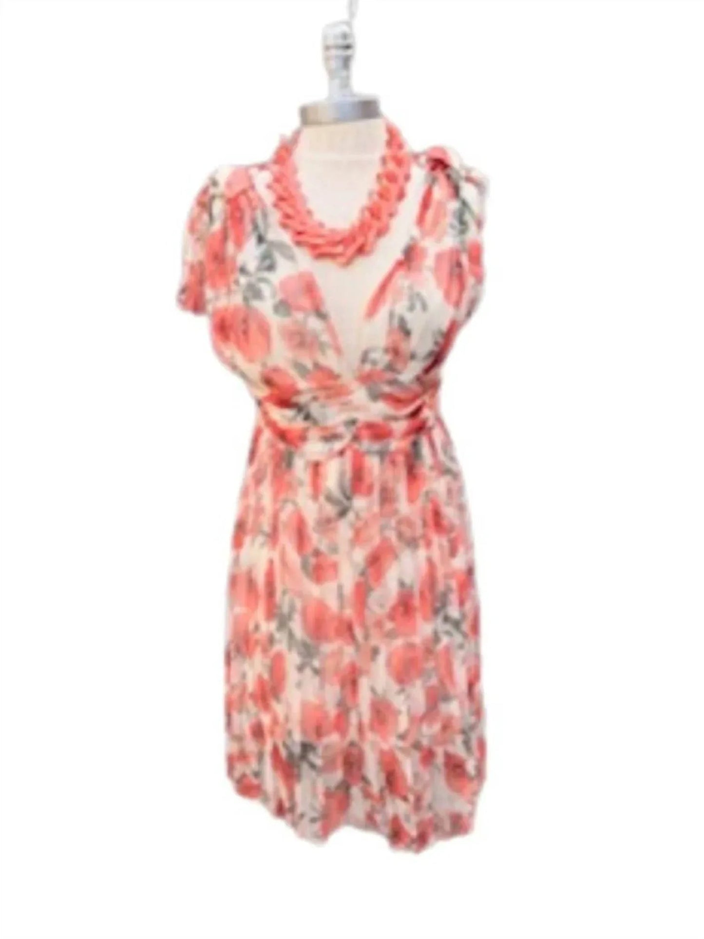 Women's Floral Sleeveless Dress With Bow On Shoulder
