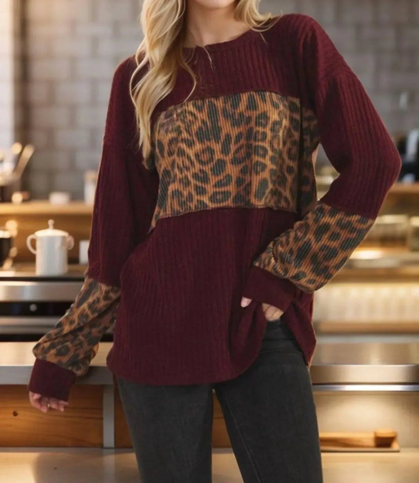 Leopard Colorblock Sweater