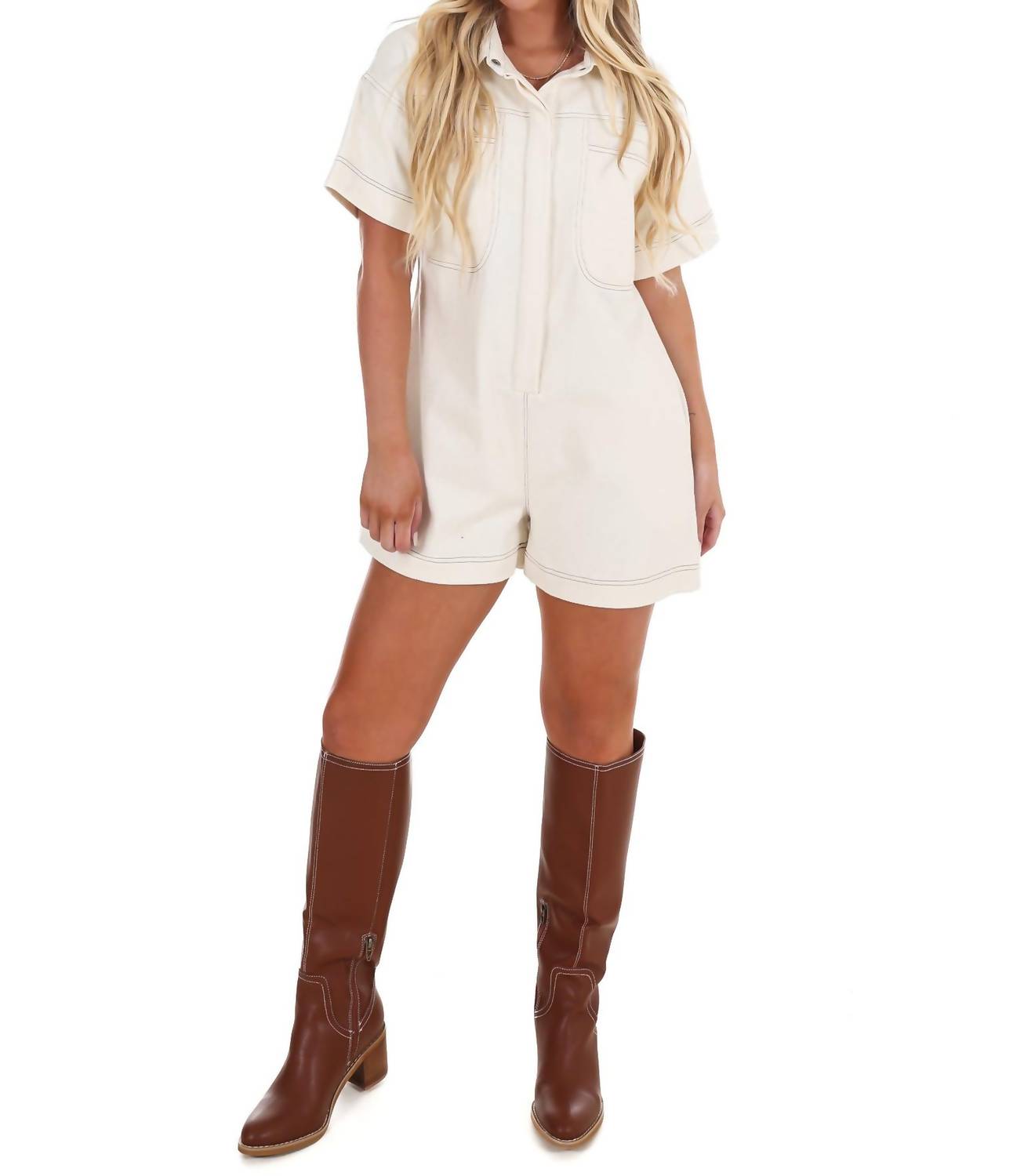 Twill-Overall mit Kontrastnähten