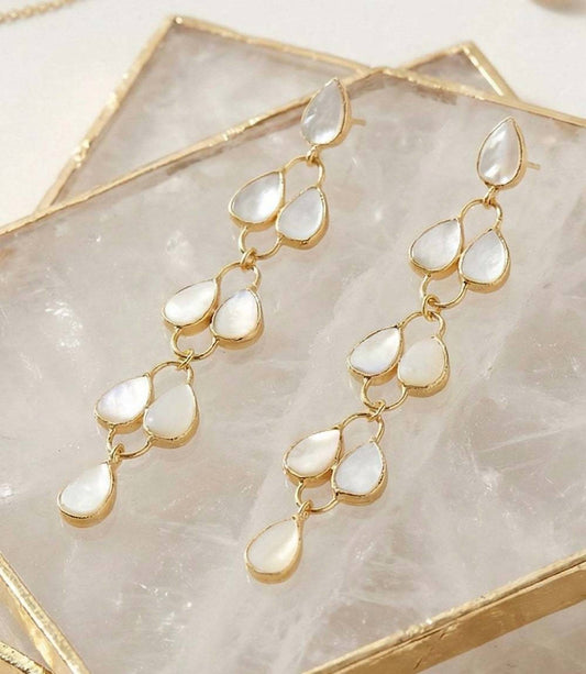 Women's Feather Drop Gemstone Earrings