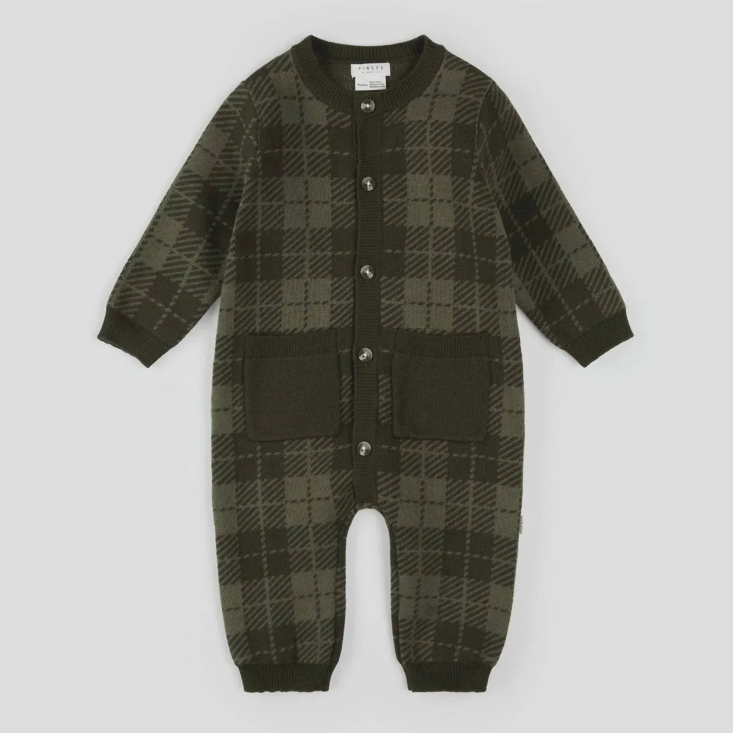 Boy's Long Sleeve Gingham Knit Playsuit