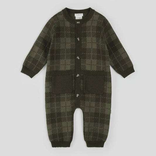 Boy's Long Sleeve Gingham Knit Playsuit