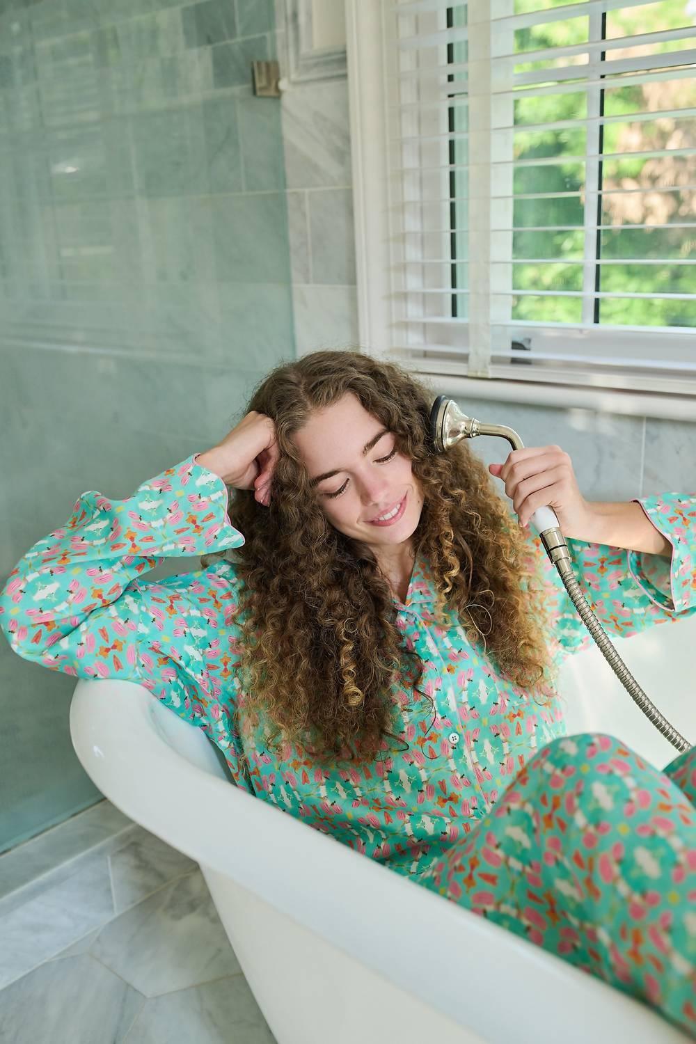 Pyjama-Set mit Wellenkante – Lang