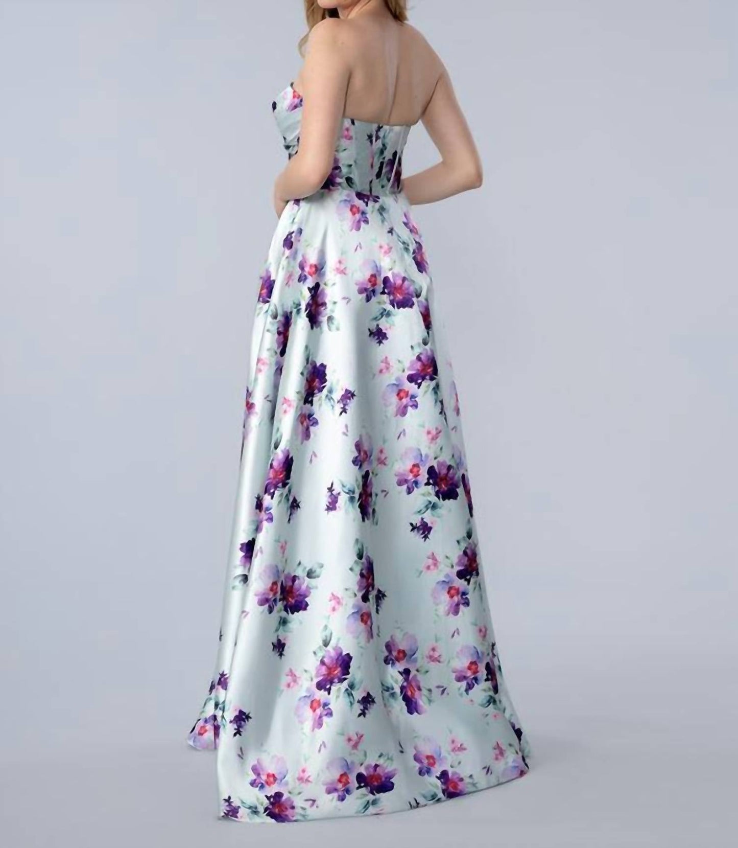 Langes, festliches A-Linien-Ballkleid mit Blumenmuster