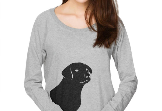 Women's Lab Puppy Dog Long Sleeve Cotton Tee Shirt