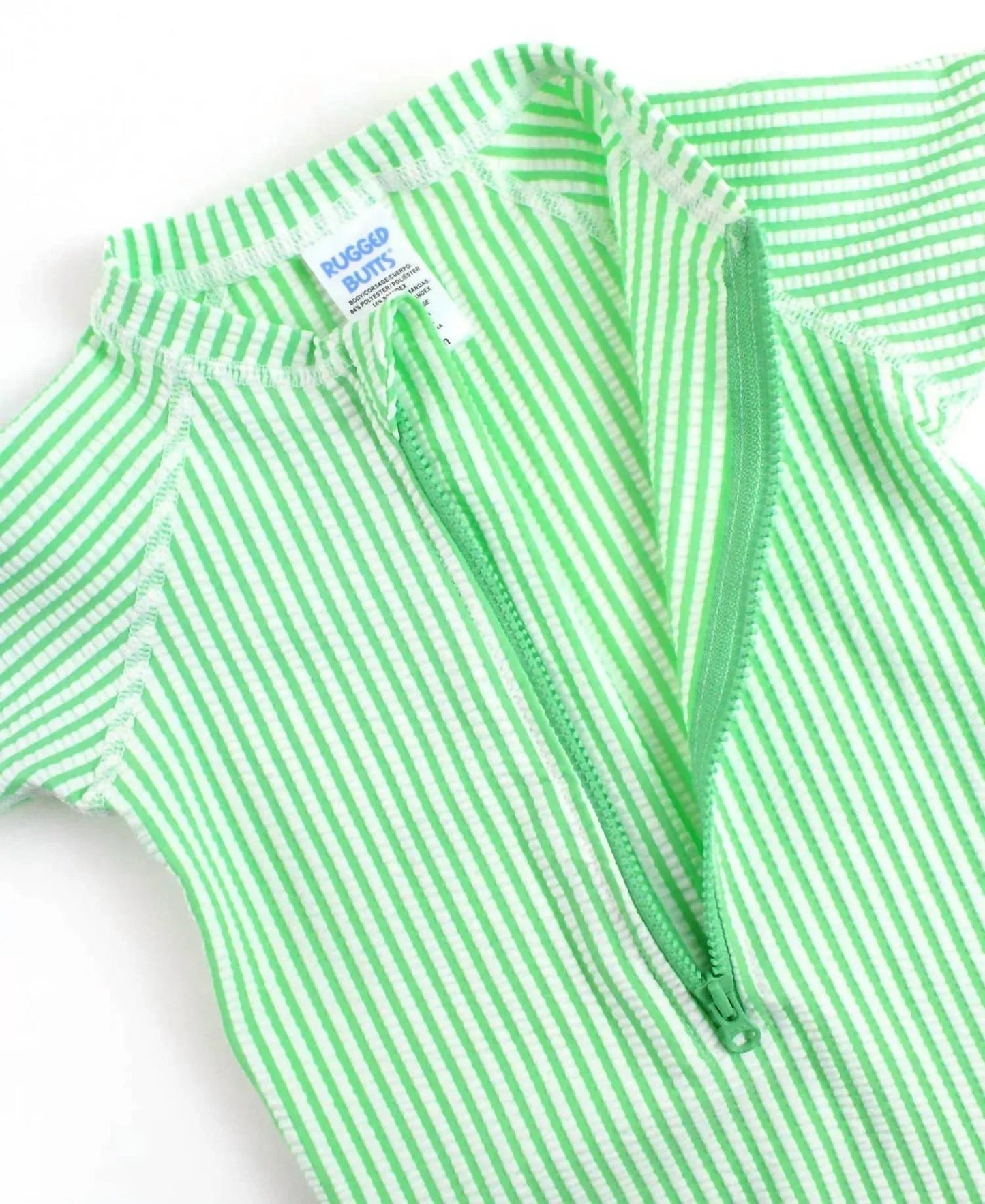 Baby Boys Seersucker Short Sleeve One Piece Rash Guard Swimsuit