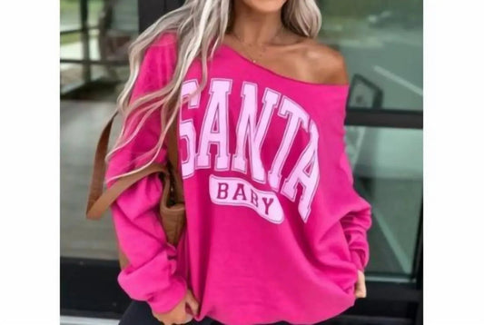 Women's Santa Baby Off Shoulder Sweatshirt