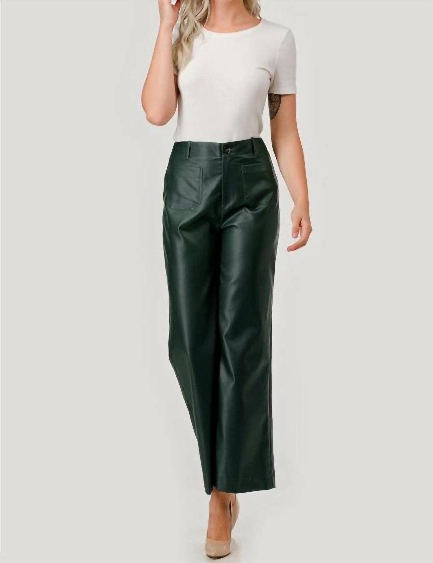 Piper Hose mit weitem Bein aus Kunstleder