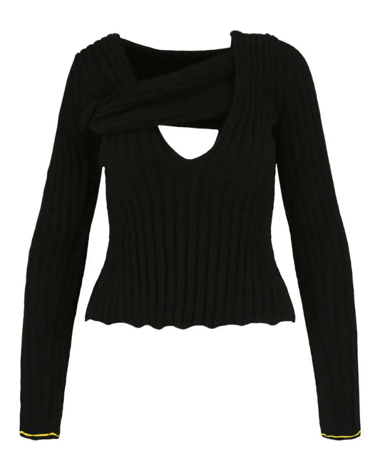 Women's Boucle Ribbed V-neck Sweater