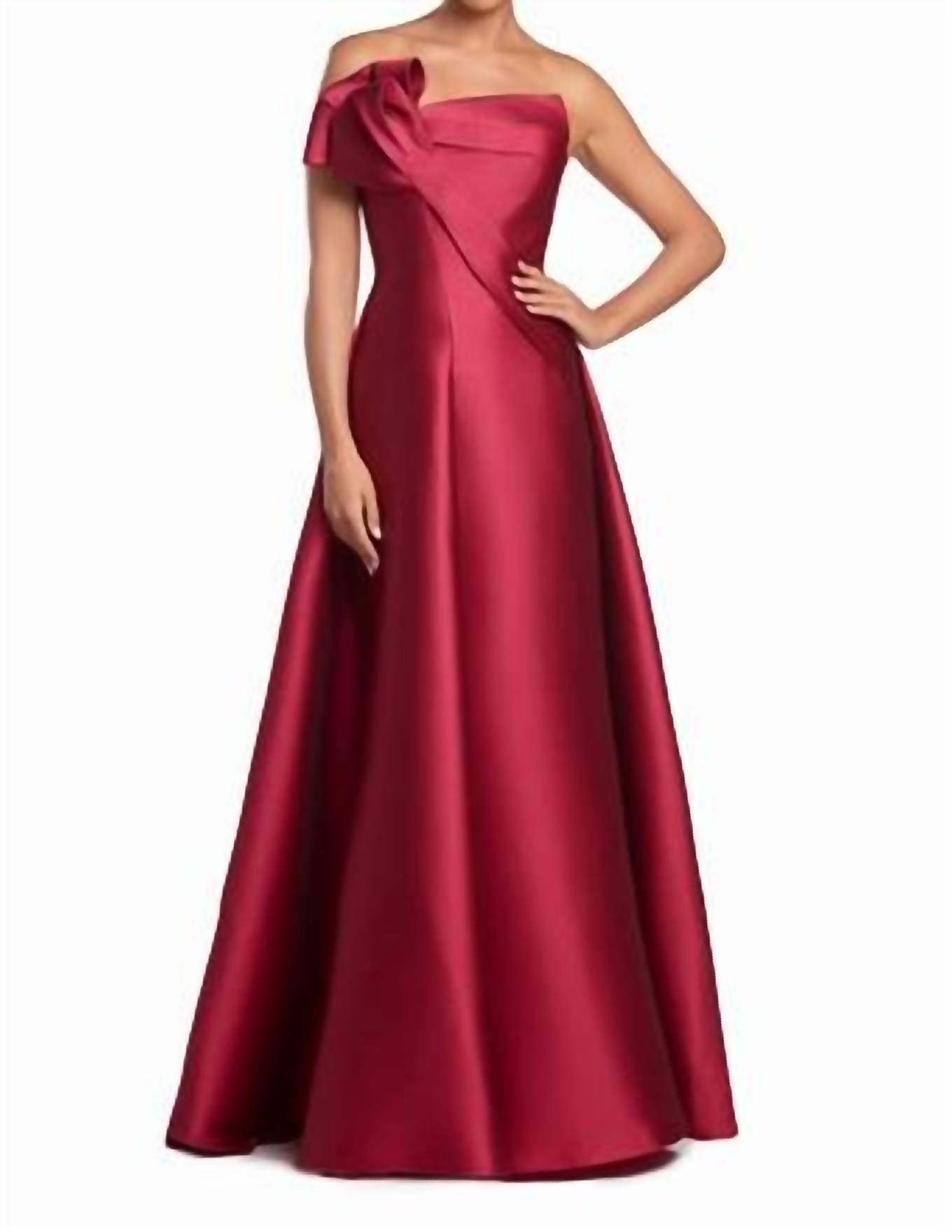 Strapless Ruffled Accent Evening Gown
