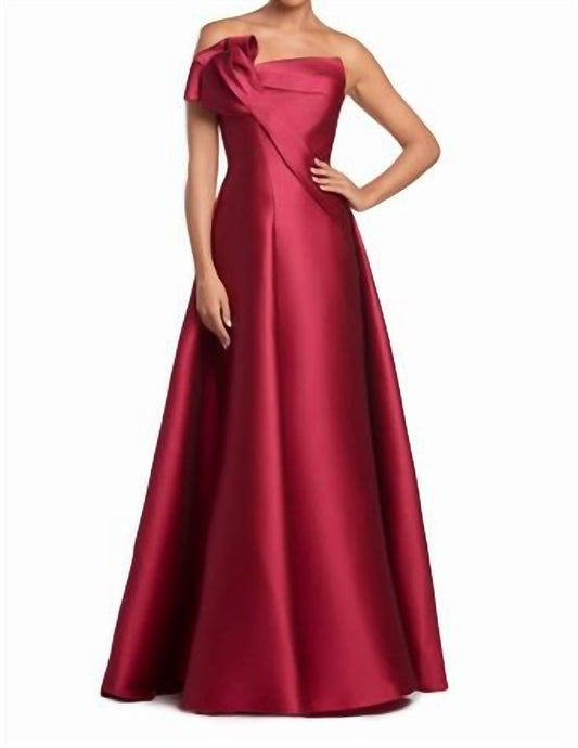 Strapless Ruffled Accent Evening Gown