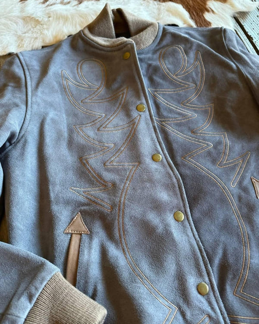 Women's Jean Baby Embroidered Bomber Jacket