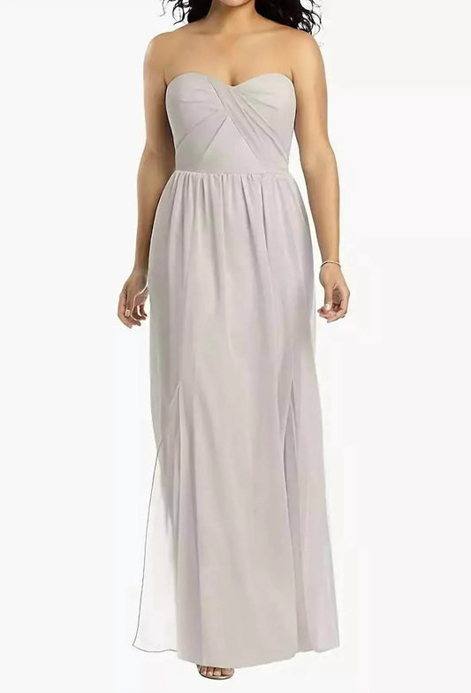 Trägerloses, drapiertes Maxikleid mit Beinschlitzen