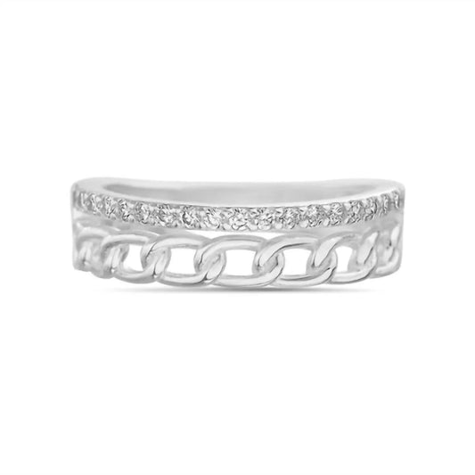 Women's Cubic Zirconia Band & Cuban Link Split Band Ring