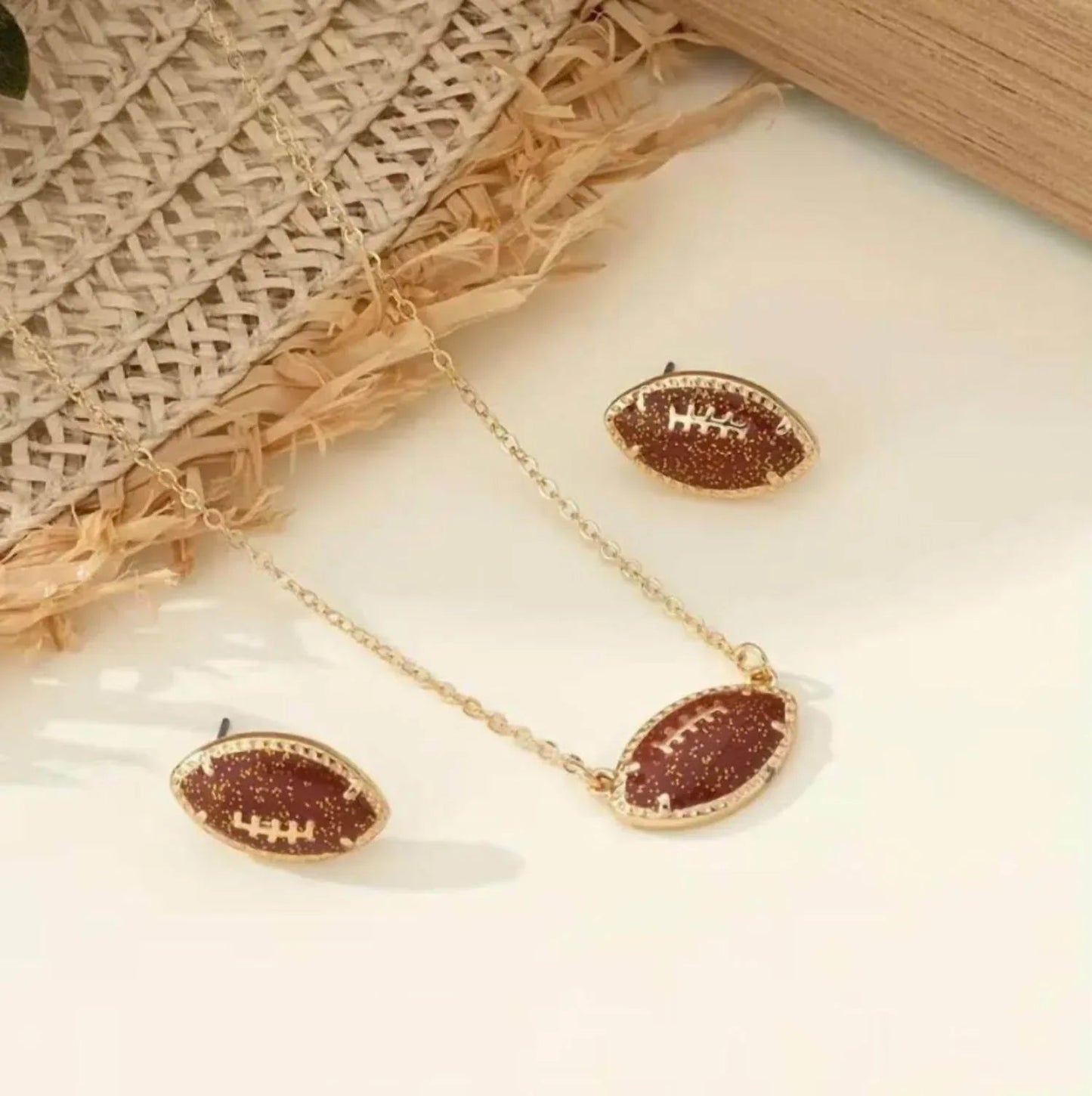 Schmuckset Damen-Fußball (Ohrringe und Halskette)