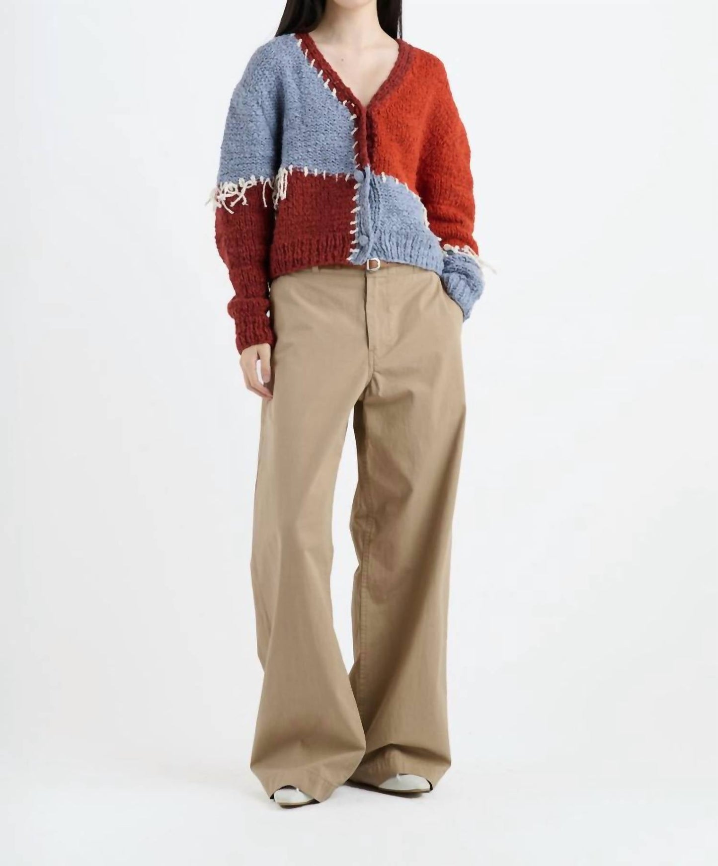 Bouclé-Patchwork-Cardigan