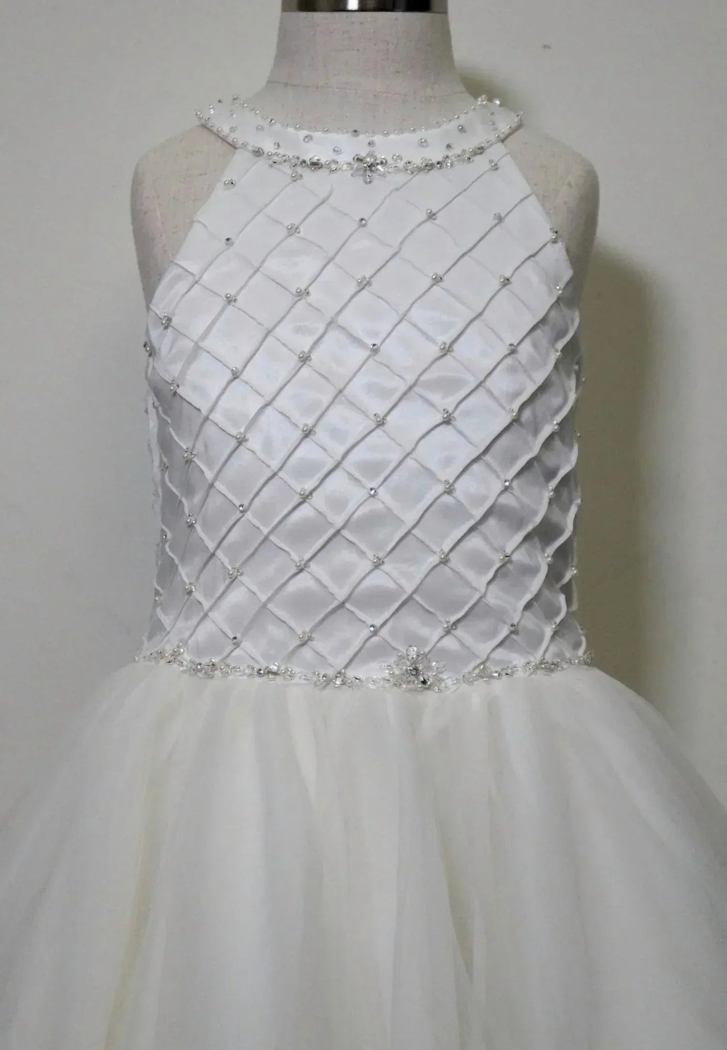 Mädchen-Tüllkleid mit Perlenstickerei